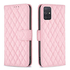 Handytasche Stand Schutzhülle Flip Leder Hülle B11F für Samsung Galaxy A71 4G A715 Rosegold