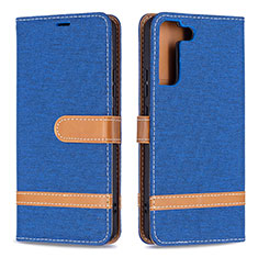 Handytasche Stand Schutzhülle Flip Leder Hülle B11F für Samsung Galaxy S23 5G Blau