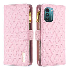 Handytasche Stand Schutzhülle Flip Leder Hülle B12F für Nokia G11 Rosegold