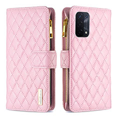 Handytasche Stand Schutzhülle Flip Leder Hülle B12F für Oppo A54 5G Rosegold