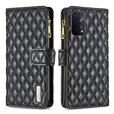 Handytasche Stand Schutzhülle Flip Leder Hülle B12F für Oppo A54 5G Schwarz