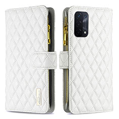 Handytasche Stand Schutzhülle Flip Leder Hülle B12F für Oppo A54 5G Weiß