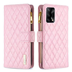 Handytasche Stand Schutzhülle Flip Leder Hülle B12F für Oppo A74 4G Rosegold