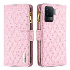 Handytasche Stand Schutzhülle Flip Leder Hülle B12F für Oppo A94 4G Rosegold