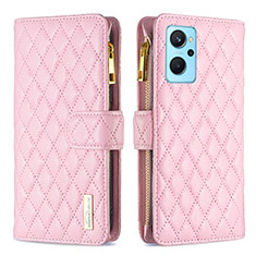 Handytasche Stand Schutzhülle Flip Leder Hülle B12F für Oppo A96 4G Rosegold