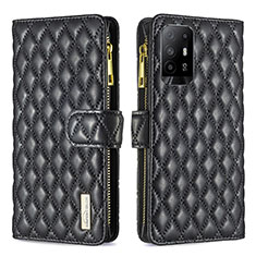 Handytasche Stand Schutzhülle Flip Leder Hülle B12F für Oppo F19 Pro+ Plus 5G Schwarz