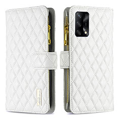 Handytasche Stand Schutzhülle Flip Leder Hülle B12F für Oppo F19 Weiß