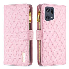 Handytasche Stand Schutzhülle Flip Leder Hülle B12F für Oppo Find X5 Pro 5G Rosegold