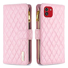 Handytasche Stand Schutzhülle Flip Leder Hülle B12F für Samsung Galaxy A03 Rosegold