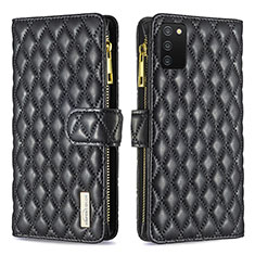 Handytasche Stand Schutzhülle Flip Leder Hülle B12F für Samsung Galaxy A03s Schwarz