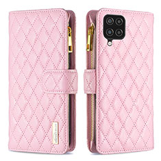 Handytasche Stand Schutzhülle Flip Leder Hülle B12F für Samsung Galaxy A12 Nacho Rosegold