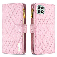 Handytasche Stand Schutzhülle Flip Leder Hülle B12F für Samsung Galaxy A22s 5G Rosegold