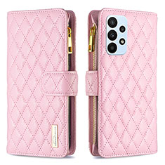 Handytasche Stand Schutzhülle Flip Leder Hülle B12F für Samsung Galaxy A23 4G Rosegold