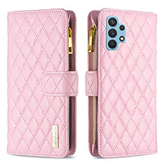 Handytasche Stand Schutzhülle Flip Leder Hülle B12F für Samsung Galaxy A32 4G Rosegold