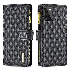 Handytasche Stand Schutzhülle Flip Leder Hülle B12F für Samsung Galaxy A41 Schwarz