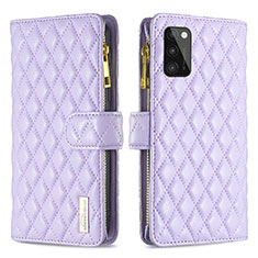 Handytasche Stand Schutzhülle Flip Leder Hülle B12F für Samsung Galaxy A41 Violett