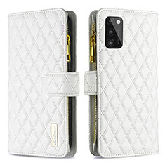 Handytasche Stand Schutzhülle Flip Leder Hülle B12F für Samsung Galaxy A41 Weiß