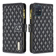 Handytasche Stand Schutzhülle Flip Leder Hülle B12F für Samsung Galaxy A51 4G Schwarz