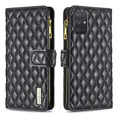 Handytasche Stand Schutzhülle Flip Leder Hülle B12F für Samsung Galaxy A71 4G A715 Schwarz