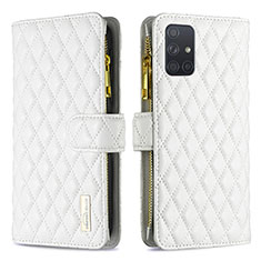 Handytasche Stand Schutzhülle Flip Leder Hülle B12F für Samsung Galaxy A71 5G Weiß