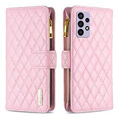 Handytasche Stand Schutzhülle Flip Leder Hülle B12F für Samsung Galaxy A72 4G Rosegold