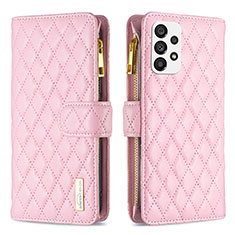 Handytasche Stand Schutzhülle Flip Leder Hülle B12F für Samsung Galaxy A73 5G Rosegold