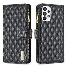 Handytasche Stand Schutzhülle Flip Leder Hülle B12F für Samsung Galaxy A73 5G Schwarz