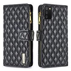 Handytasche Stand Schutzhülle Flip Leder Hülle B12F für Samsung Galaxy F02S SM-E025F Schwarz