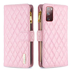 Handytasche Stand Schutzhülle Flip Leder Hülle B12F für Samsung Galaxy S20 FE 4G Rosegold