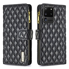 Handytasche Stand Schutzhülle Flip Leder Hülle B12F für Samsung Galaxy S20 Ultra 5G Schwarz