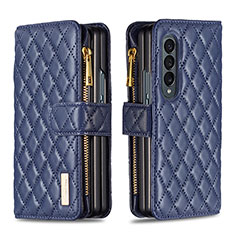 Handytasche Stand Schutzhülle Flip Leder Hülle B12F für Samsung Galaxy Z Fold4 5G Blau