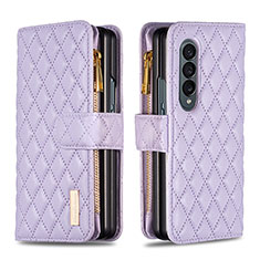 Handytasche Stand Schutzhülle Flip Leder Hülle B12F für Samsung Galaxy Z Fold4 5G Violett