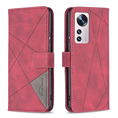 Handytasche Stand Schutzhülle Flip Leder Hülle B12F für Xiaomi Mi 12 Pro 5G Rot