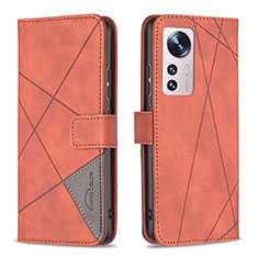 Handytasche Stand Schutzhülle Flip Leder Hülle B12F für Xiaomi Mi 12X 5G Orange