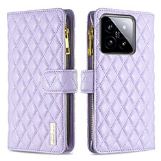 Handytasche Stand Schutzhülle Flip Leder Hülle B12F für Xiaomi Mi 14 5G Violett