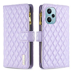 Handytasche Stand Schutzhülle Flip Leder Hülle B12F für Xiaomi Poco F5 5G Violett