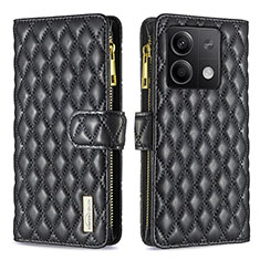 Handytasche Stand Schutzhülle Flip Leder Hülle B12F für Xiaomi Redmi Note 13 5G Schwarz