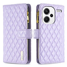 Handytasche Stand Schutzhülle Flip Leder Hülle B12F für Xiaomi Redmi Note 13 Pro+ Plus 5G Violett