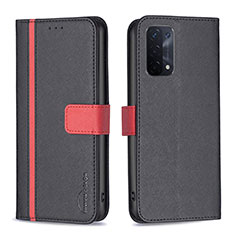 Handytasche Stand Schutzhülle Flip Leder Hülle B13F für Oppo A54 5G Schwarz