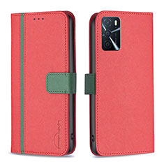 Handytasche Stand Schutzhülle Flip Leder Hülle B13F für Oppo A54s Rot