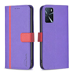 Handytasche Stand Schutzhülle Flip Leder Hülle B13F für Oppo A54s Violett