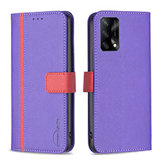 Handytasche Stand Schutzhülle Flip Leder Hülle B13F für Oppo A74 4G Violett