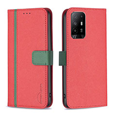 Handytasche Stand Schutzhülle Flip Leder Hülle B13F für Oppo A94 5G Rot