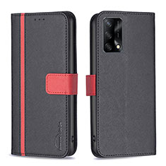 Handytasche Stand Schutzhülle Flip Leder Hülle B13F für Oppo A95 4G Schwarz