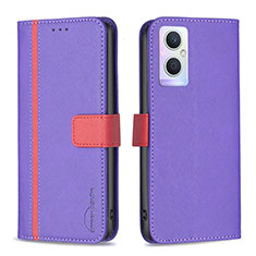 Handytasche Stand Schutzhülle Flip Leder Hülle B13F für Oppo A96 5G Violett