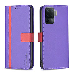 Handytasche Stand Schutzhülle Flip Leder Hülle B13F für Oppo F19 Pro Violett