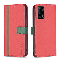 Handytasche Stand Schutzhülle Flip Leder Hülle B13F für Oppo F19 Rot