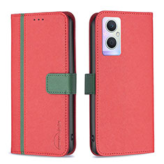 Handytasche Stand Schutzhülle Flip Leder Hülle B13F für Oppo F21 Pro 5G Rot