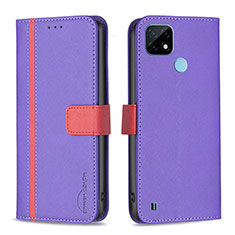 Handytasche Stand Schutzhülle Flip Leder Hülle B13F für Realme C21 Violett