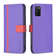 Handytasche Stand Schutzhülle Flip Leder Hülle B13F für Samsung Galaxy A02s Violett